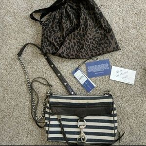 Rebecca Mink off mini Mac in navy stripes rare